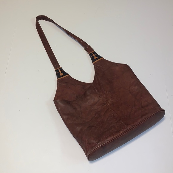 Vintage Brown Leather Boho Purse from India - Picture 2 of 11